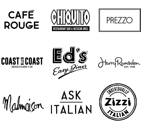 Café Rouge, Chiquito, Prezzo, Coast to Coast, Ed's Easy Diner, Harry Ramsden, Malmaison